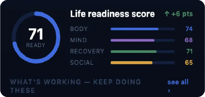 Life Readiness details from the app